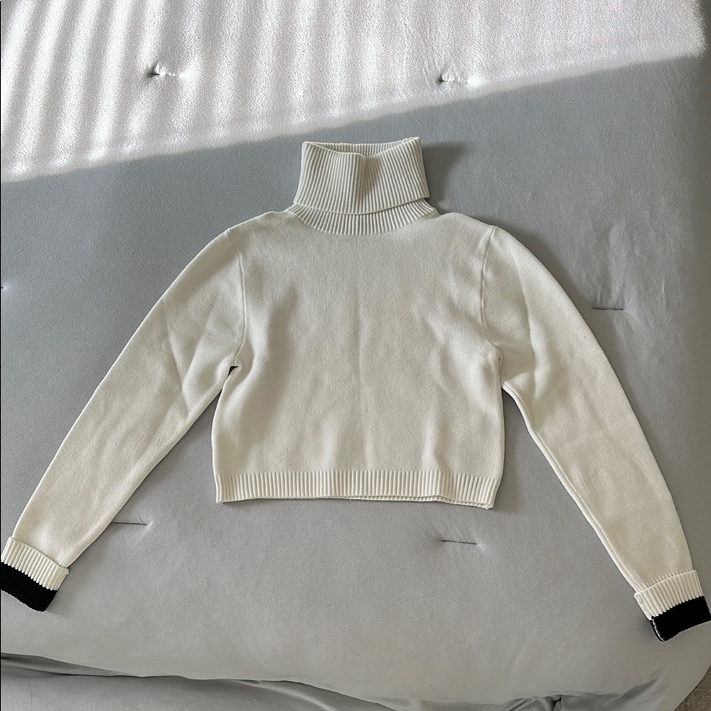 Women’s Black and White Turtleneck Sweater